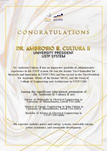 USTP New President Dr. Ambrosio B Cultura II